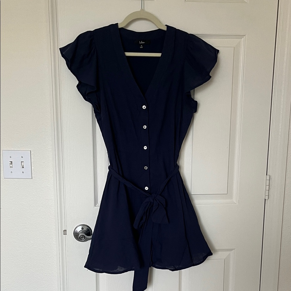 Lulu's Navy Cotton Dress, Size Medium